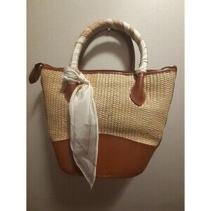 DUFONTE by Lucien Piccard Women’s Beige/Brown Satchel, Zip, Gold, Scarf